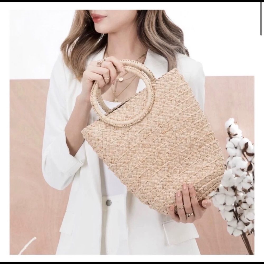 Melie Bianco Straw Bucket Purse